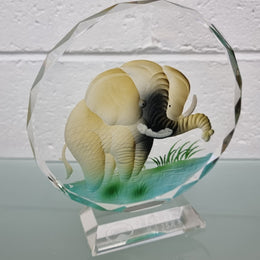 Lovely Carved Coloured Glass Elephant