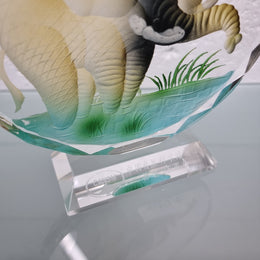 Lovely Carved Coloured Glass Elephant