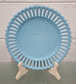 Victorian Sowerby Milk Glass Basket Weave Plate | Antique & Vintage | Moonee Ponds Antiques | Australia Wide Delivery