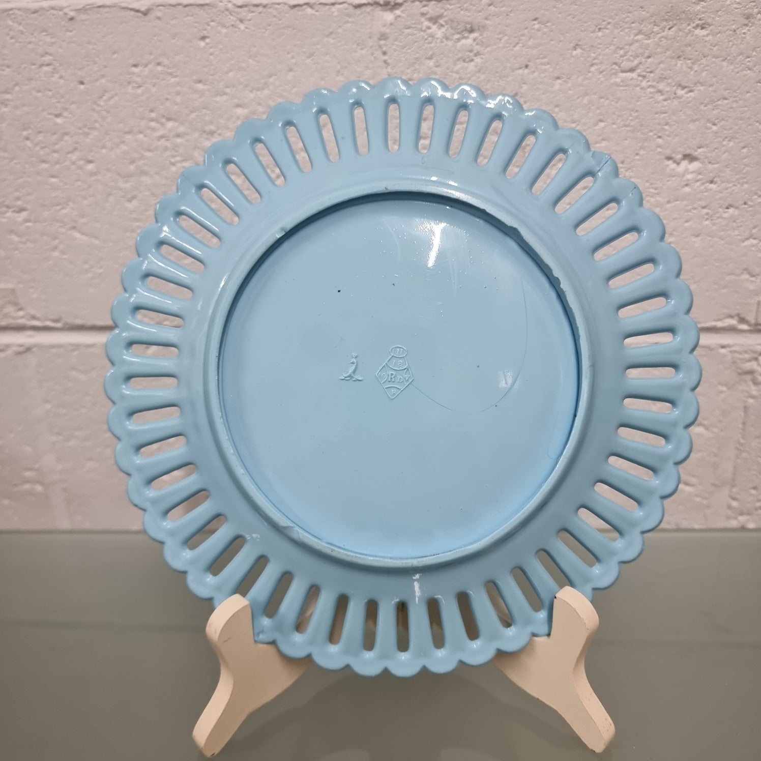 Victorian Sowerby Milk Glass Basket Weave Plate