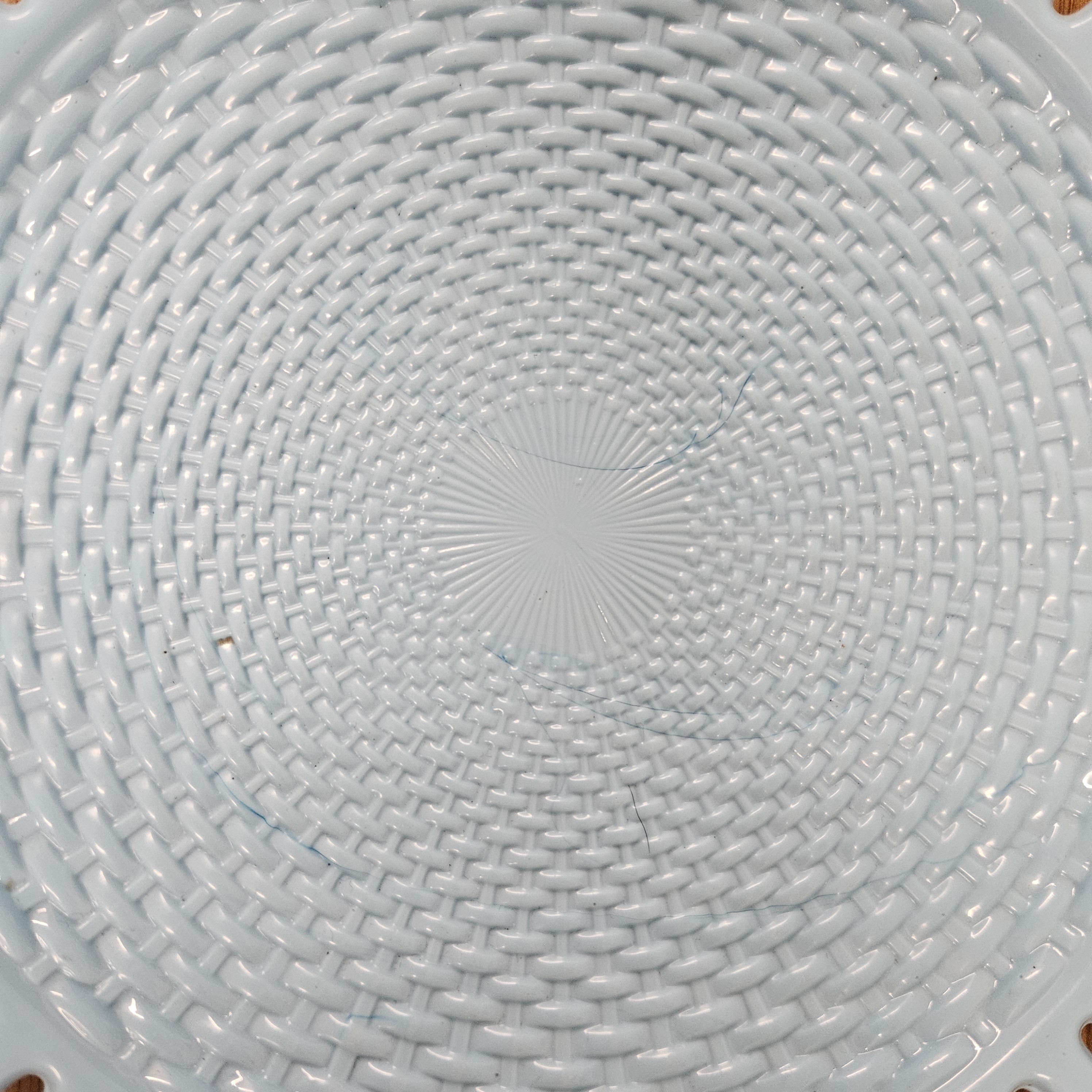 Victorian Sowerby Milk Glass Basket Weave Plate | Antique & Vintage | Moonee Ponds Antiques | Australia Wide