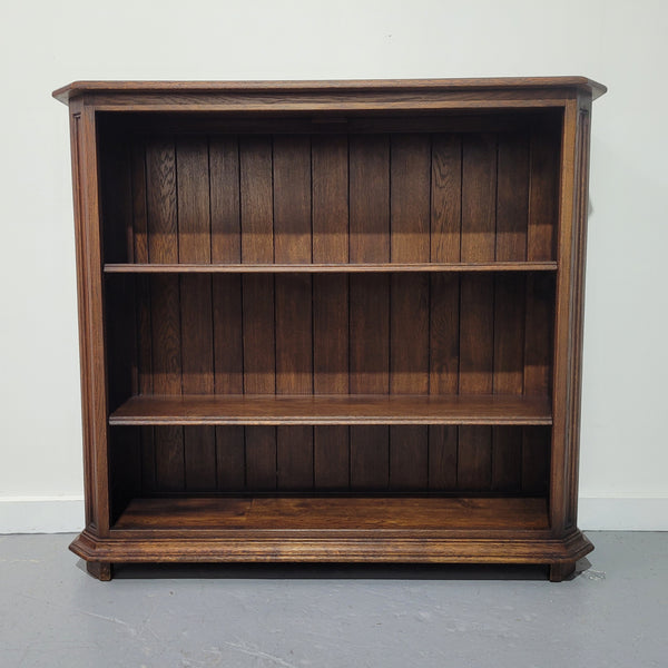 Stunning and hard to find French Oak open bookcase with 2 shelves, it is also in great original detailed condition.  Please view photos as they form part of the description.