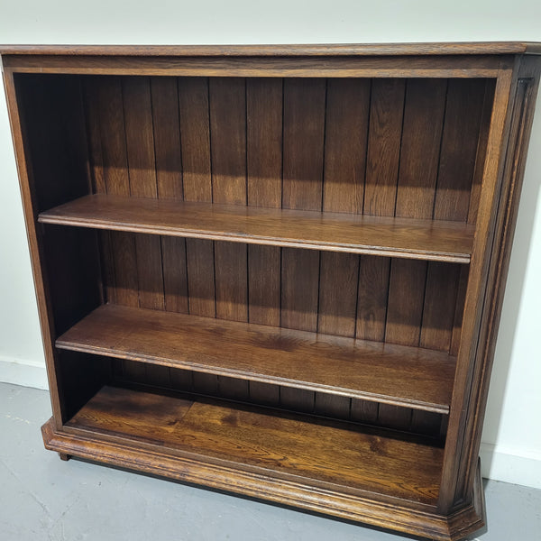 Stunning and hard to find French Oak open bookcase with 2 shelves, it is also in great original detailed condition.  Please view photos as they form part of the description.