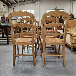 Set of Six Striped French Oak Rush Seat Dining Chairs | Antique & Vintage | Moonee Ponds Antiques | Australia Wide Delivery
