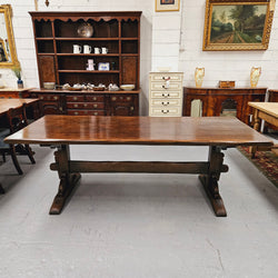 French Dark Oak Stretcher Base Dining Table | Antique & Vintage | Moonee Ponds Antiques | Australia Wide Delivery