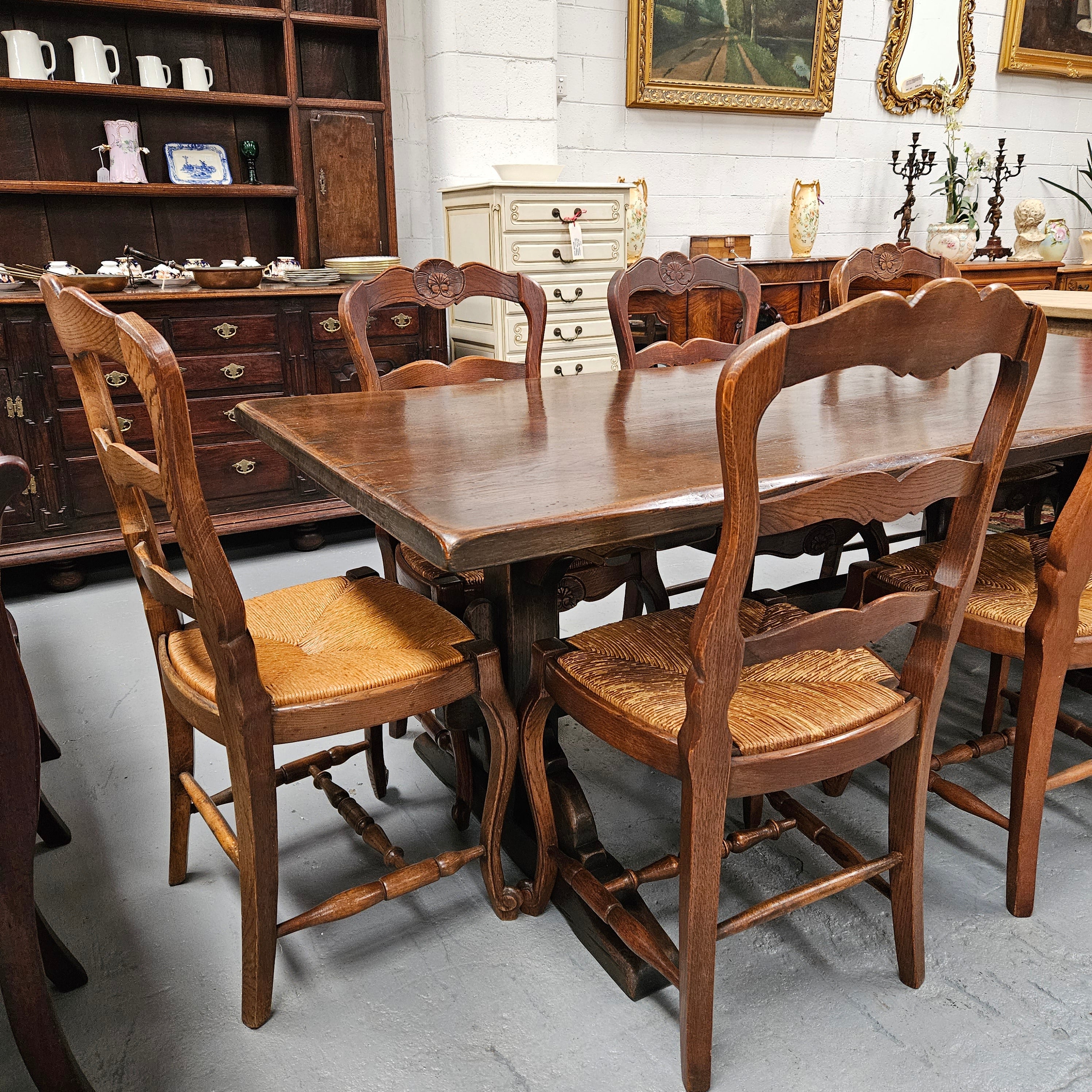 French Dark Oak Stretcher Base Dining Table | Antique & Vintage | Moonee Ponds Antiques | Australia Wide Delivery