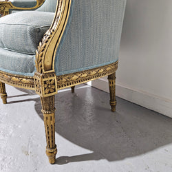 Louis 16th Style Gilt & Upholstered Wingback Bergeres | Antique & Vintage | Moonee Ponds Antiques | Australia Wide Delivery