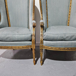 Louis 16th Style Gilt & Upholstered Wingback Bergeres | Antique & Vintage | Moonee Ponds Antiques | Australia Wide Delivery