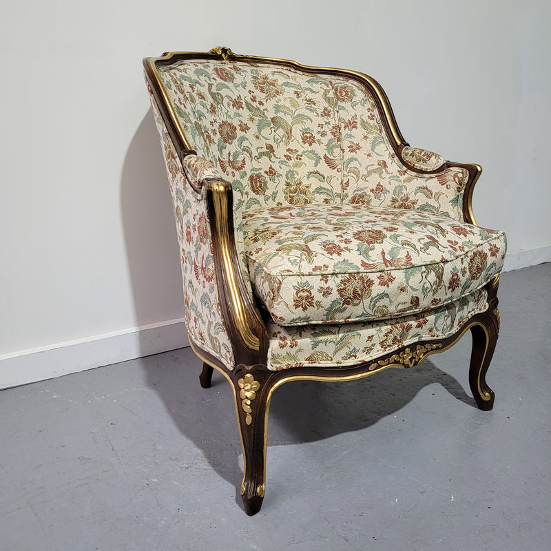 Vintage Louis XV style armchair with stunning upholstery. It is in great original condition. Please see photos as they form part of the description.