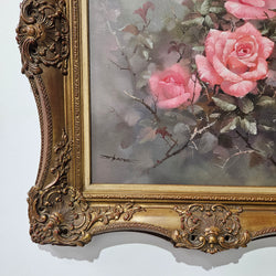 Stunning Oil On Canvas Still Life of Pink Roses | Antique & Vintage | Moonee Ponds Antiques | Australia Wide Delivery