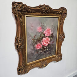 Stunning Oil On Canvas Still Life of Pink Roses | Antique & Vintage | Moonee Ponds Antiques | Australia Wide Delivery