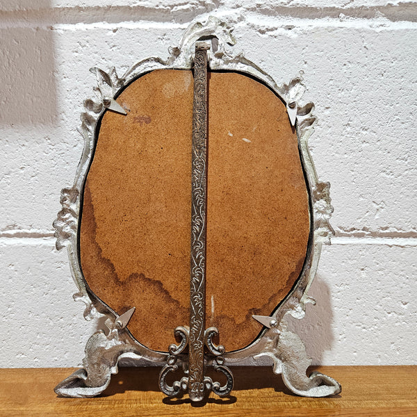 Antique French silver plated dressing table/ desk mirror. In good original condition with beautiful bevelled mirror and nice patina. Please view photos as they help form part of the description.