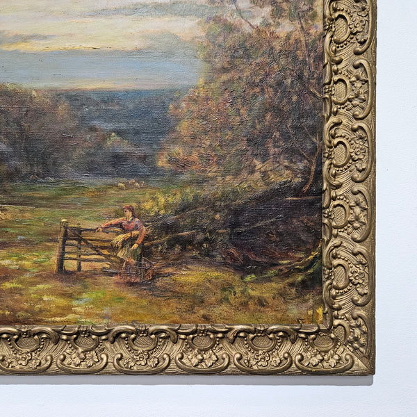 18th Century oil on canvas French/Italian School of autumnal landscape in its original frame. "Painting has undergone conservation" and frame is in good original condition. Please view photos as they help form part of the description. 