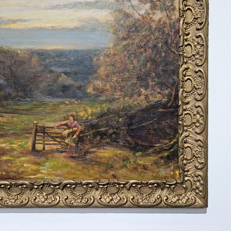 18th Century oil on canvas French/Italian School of autumnal landscape in its original frame. "Painting has undergone conservation" and frame is in good original condition. Please view photos as they help form part of the description. 