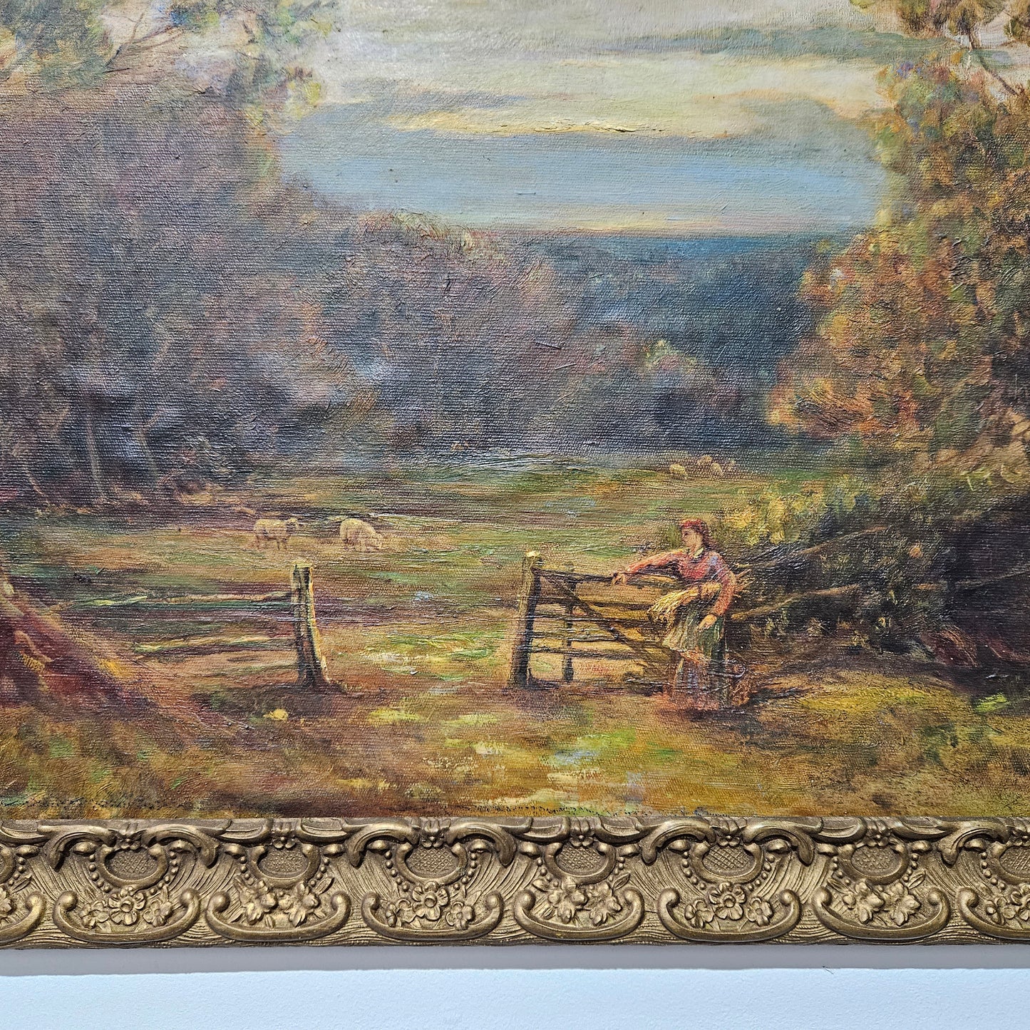 18th Century oil on canvas French/Italian School of autumnal landscape in its original frame. "Painting has undergone conservation" and frame is in good original condition. Please view photos as they help form part of the description. 