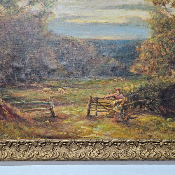 18th Century oil on canvas French/Italian School of autumnal landscape in its original frame. "Painting has undergone conservation" and frame is in good original condition. Please view photos as they help form part of the description. 