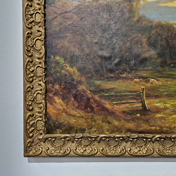 18th Century oil on canvas French/Italian School of autumnal landscape in its original frame. "Painting has undergone conservation" and frame is in good original condition. Please view photos as they help form part of the description. 