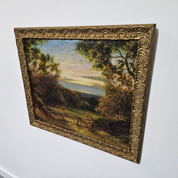 18th Century oil on canvas French/Italian School of autumnal landscape in its original frame. "Painting has undergone conservation" and frame is in good original condition. Please view photos as they help form part of the description. 