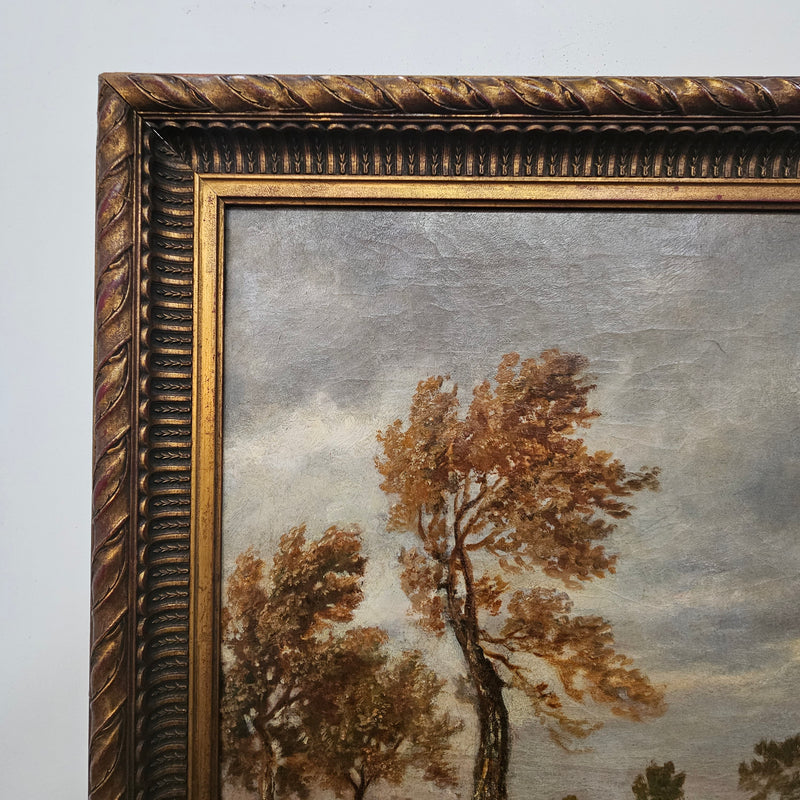 18th Century oil on canvas French/Italian School of autumnal landscape in its original frame. "Painting has undergone conservation" and frame is in good original condition. Please view photos as they help form part of the description. 