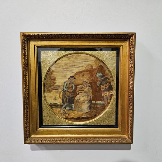Amazing Georgian silk needlepoint tapestry in its original frame, please see photos as they form part of the description. In great original condition.
