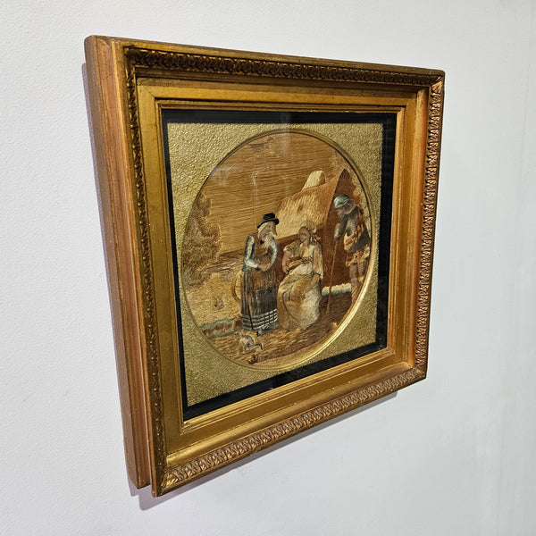 Amazing Georgian silk needlepoint tapestry in its original frame, please see photos as they form part of the description. In great original condition.