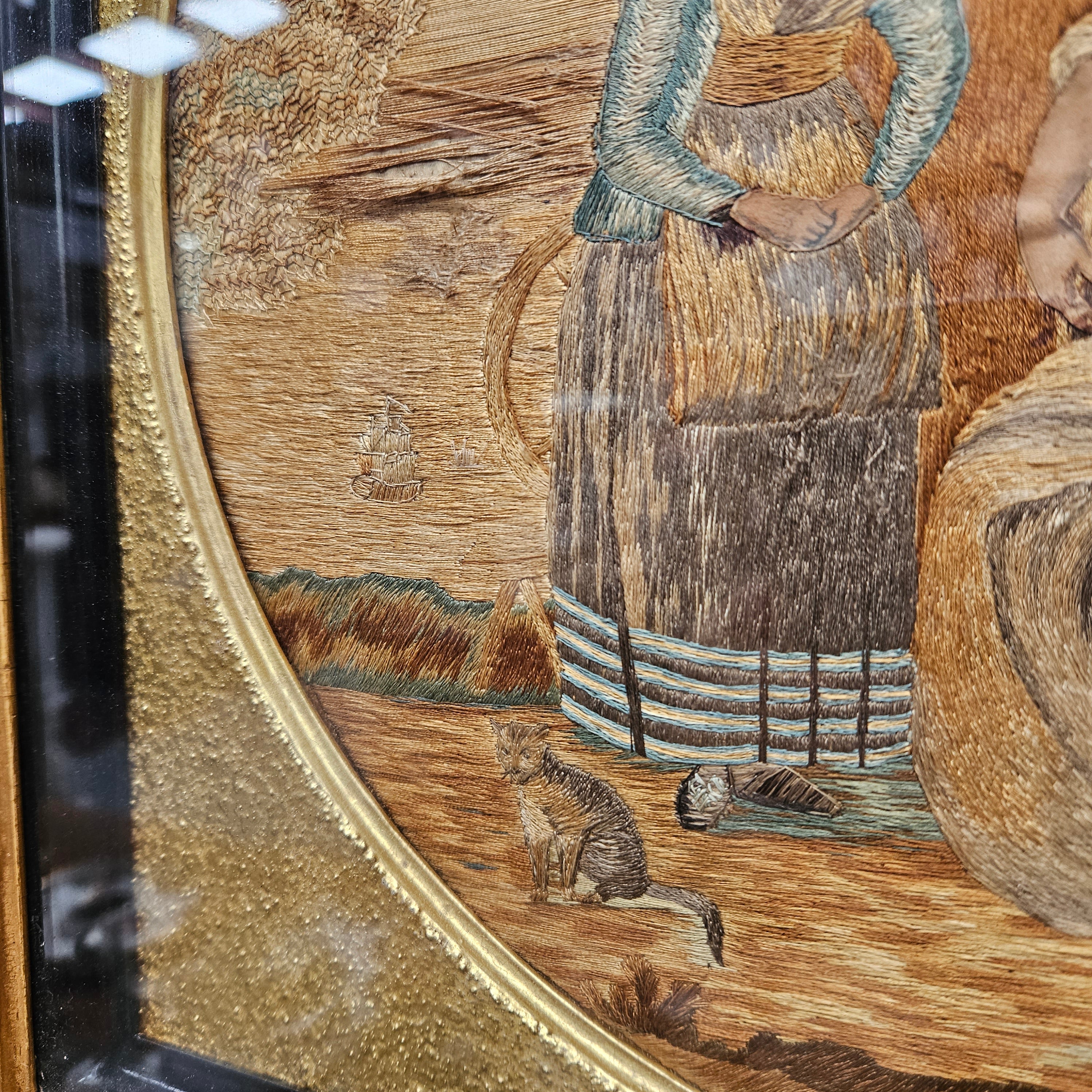 Georgian Framed Silk Needlepoint Tapestry | Antique & Vintage | Moonee Ponds Antiques | Australia Wide Delivery