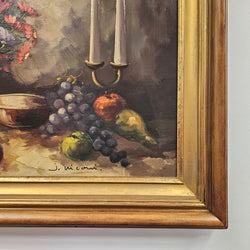 Floral & Fruits Still Life Oil On Canvas Painting | Antique & Vintage | Moonee Ponds Antiques | Australia Wide Delivery