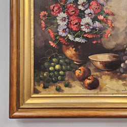 Floral & Fruits Still Life Oil On Canvas Painting | Antique & Vintage | Moonee Ponds Antiques | Australia Wide Delivery