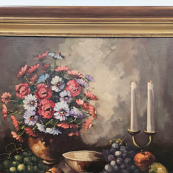 Floral & Fruits Still Life Oil On Canvas Painting | Antique & Vintage | Moonee Ponds Antiques | Australia Wide Delivery