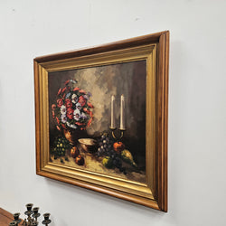 Floral & Fruits Still Life Oil On Canvas Painting | Antique & Vintage | Moonee Ponds Antiques | Australia Wide Delivery