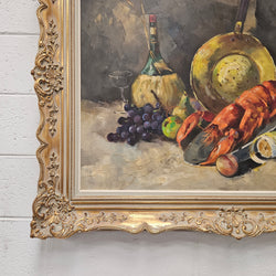 Signed Oil on Canvas Still Life Kitchen Scene In Gilt Frame | Antique & Vintage | Moonee Ponds Antiques | Australia Wide Delivery