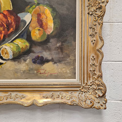 Signed Oil on Canvas Still Life Kitchen Scene In Gilt Frame | Antique & Vintage | Moonee Ponds Antiques | Australia Wide Delivery