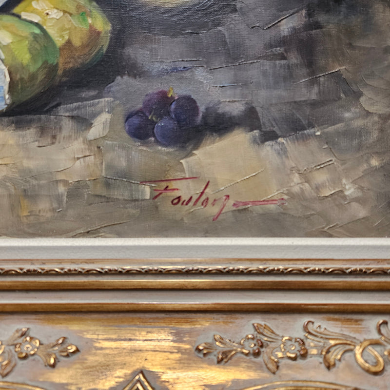 Stunning signed oil on canvas still life of a kitchen scene. Sourced from France and in good original detailed condition. 