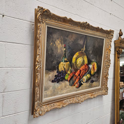 Signed Oil on Canvas Still Life Kitchen Scene In Gilt Frame | Antique & Vintage | Moonee Ponds Antiques | Australia Wide Delivery