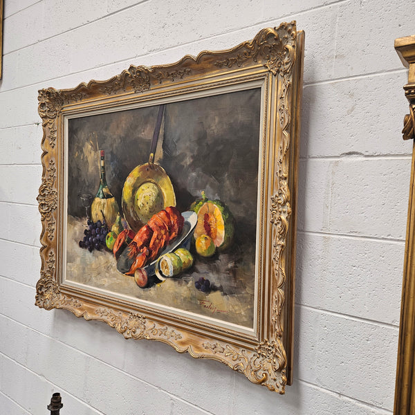 Stunning signed oil on canvas still life of a kitchen scene. Sourced from France and in good original detailed condition. 