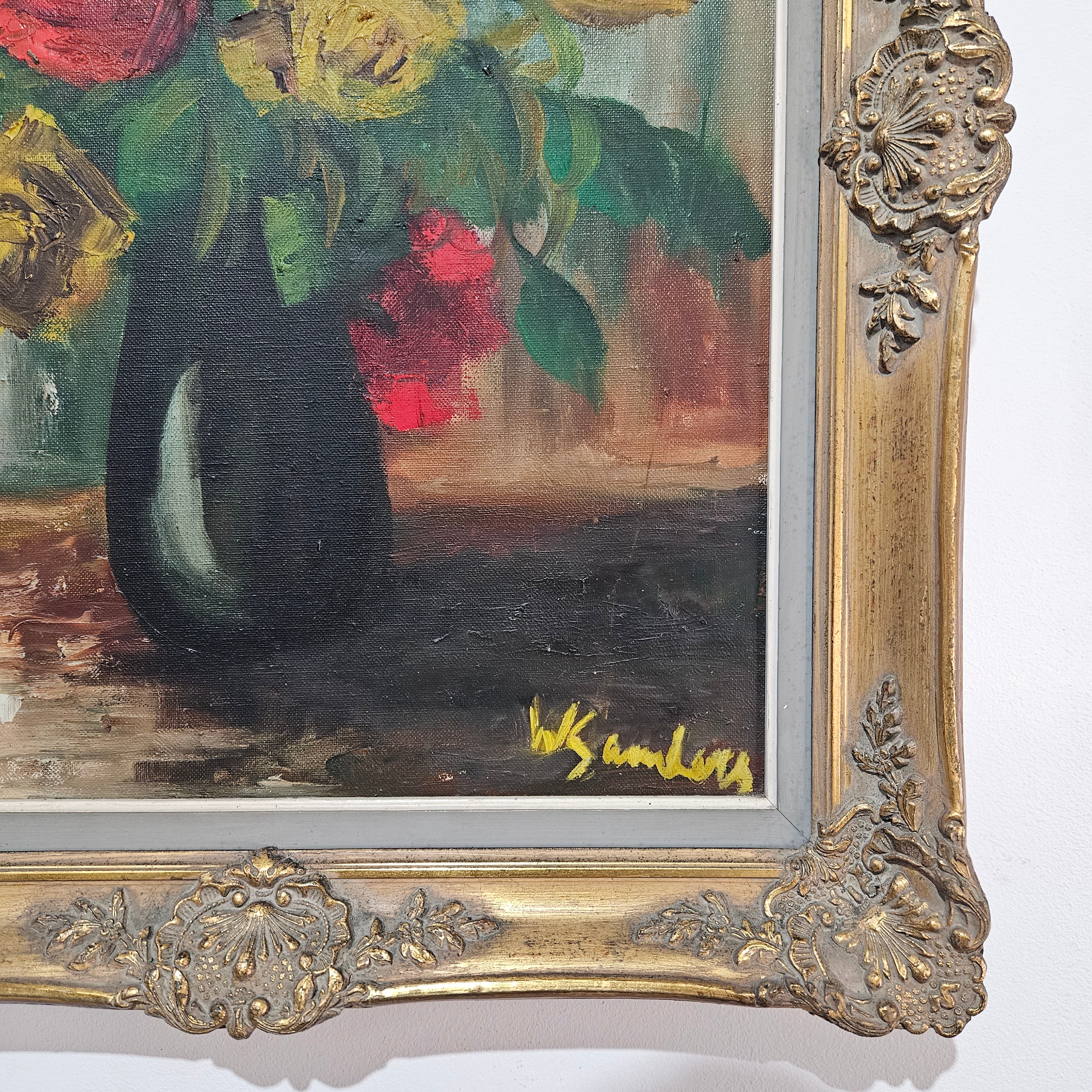 French Floral Oil On Canvas Signed | Antique & Vintage | Moonee Ponds Antiques | Australia Wide Delivery