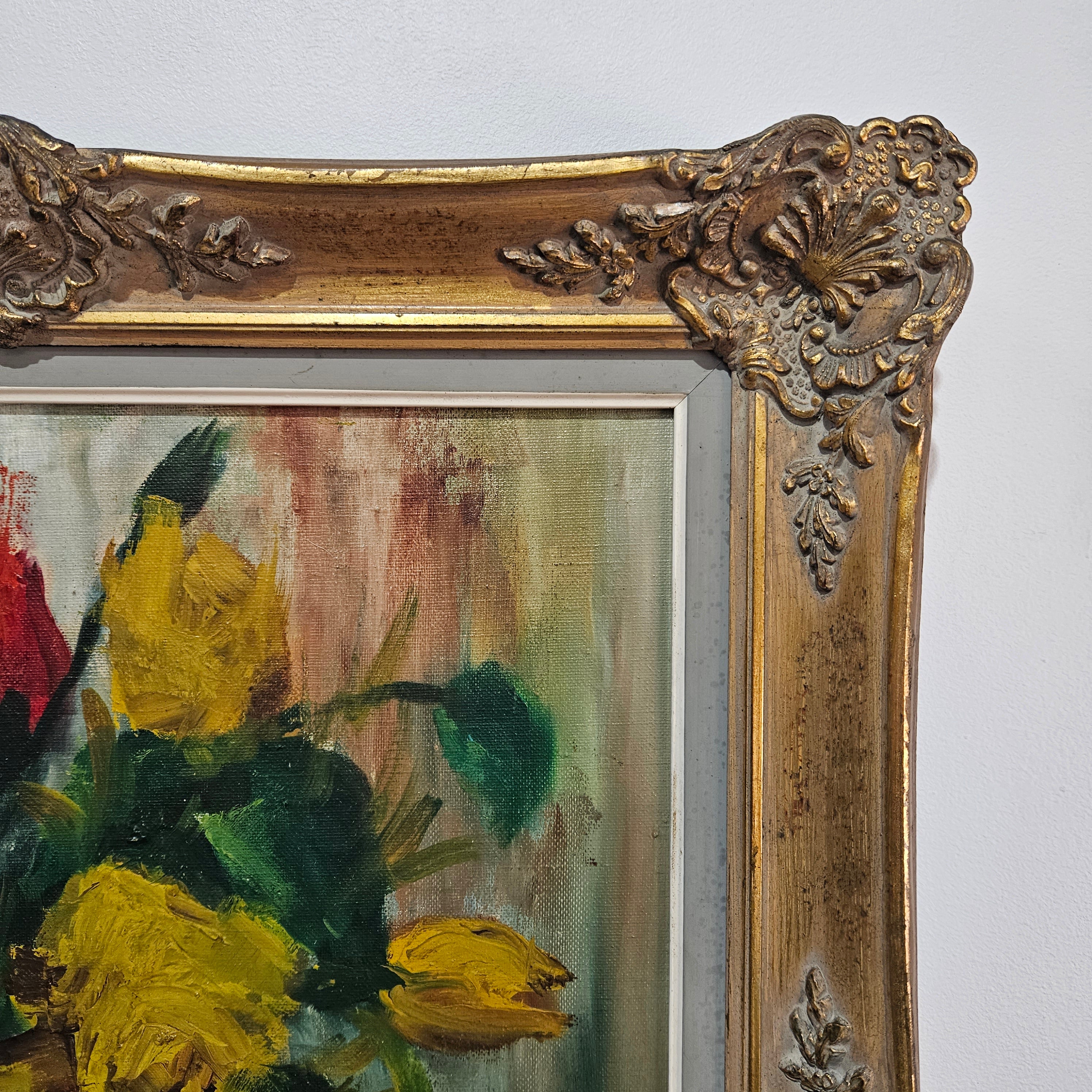 French Floral Oil On Canvas Signed | Antique & Vintage | Moonee Ponds Antiques | Australia Wide Delivery