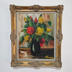 French Floral Oil On Canvas Signed | Antique & Vintage | Moonee Ponds Antiques | Australia Wide Delivery