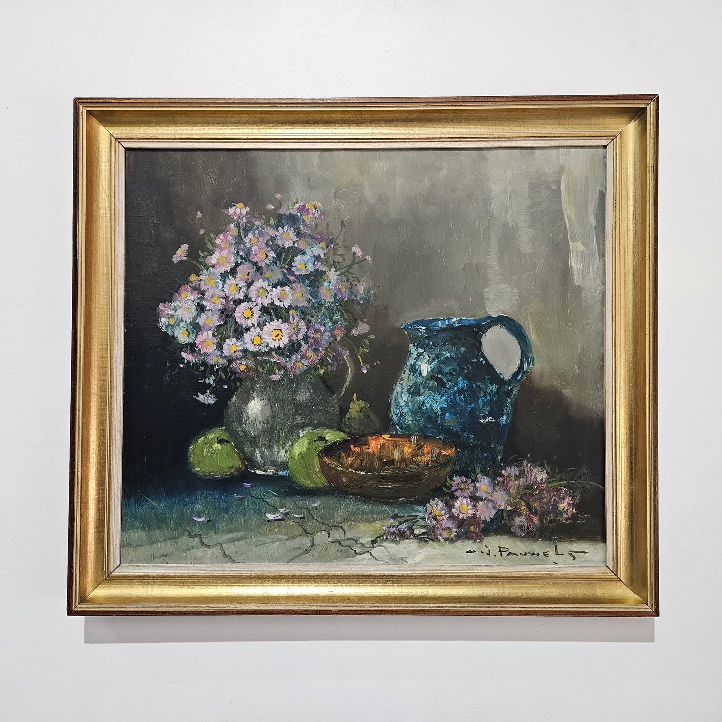 Vintage Netherlands oil on canvas still life painting signed, circa 1950's. Please see photos as they form part of the description. 