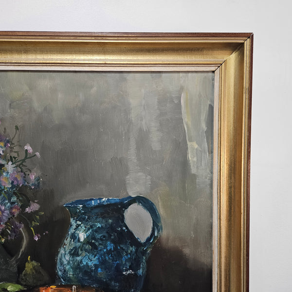 Vintage Netherlands oil on canvas still life painting signed, circa 1950's. Please see photos as they form part of the description. 