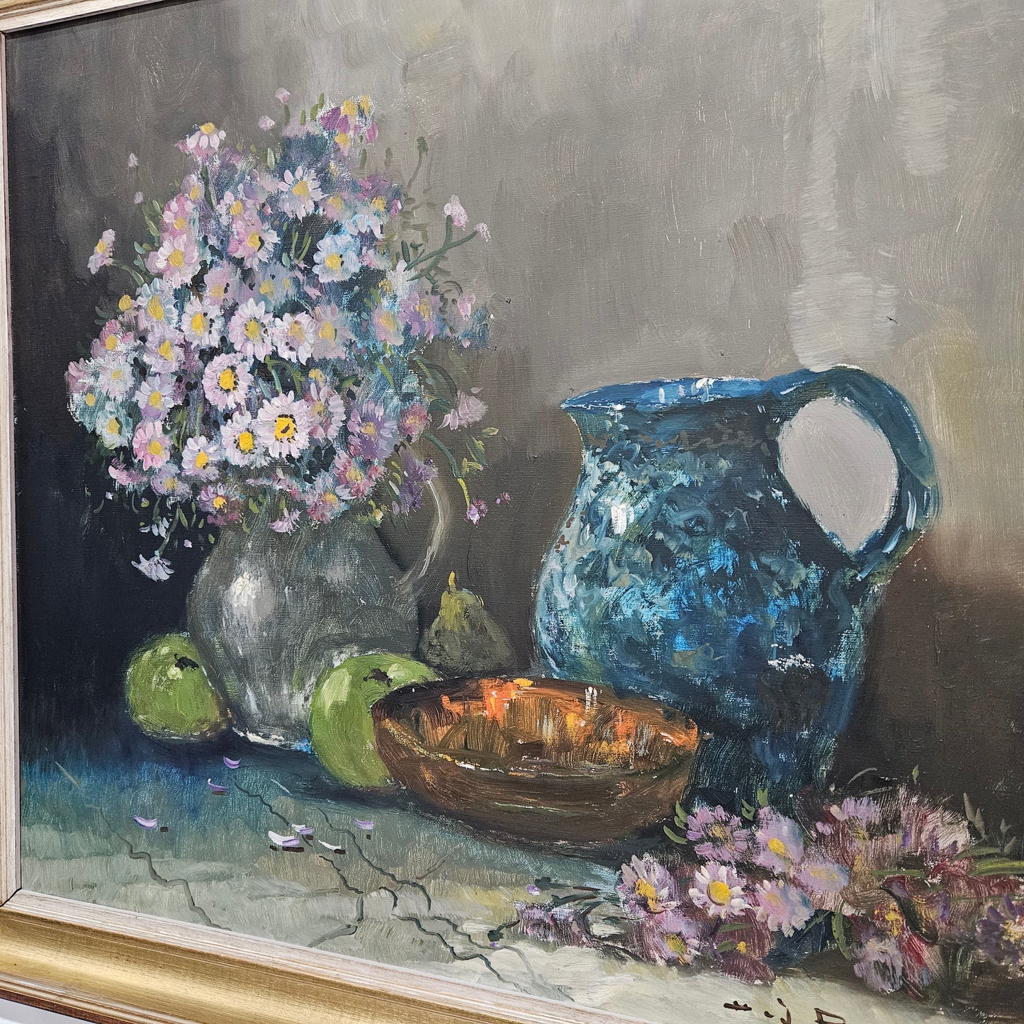 Vintage Netherlands oil on canvas still life painting signed, circa 1950's. Please see photos as they form part of the description. 