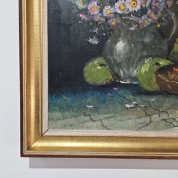 Vintage Netherlands oil on canvas still life painting signed, circa 1950's. Please see photos as they form part of the description. 