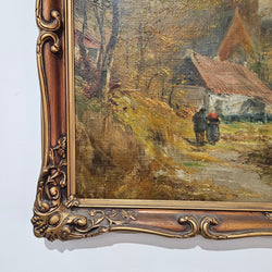 French Oil On Board Country Scene Painting | Antique & Vintage | Moonee Ponds Antiques | Australia Wide Delivery