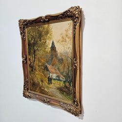 French Oil On Board Country Scene Painting | Antique & Vintage | Moonee Ponds Antiques | Australia Wide Delivery
