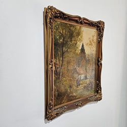 French Oil On Board Country Scene Painting | Antique & Vintage | Moonee Ponds Antiques | Australia Wide Delivery