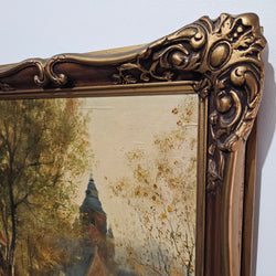 French Oil On Board Country Scene Painting | Antique & Vintage | Moonee Ponds Antiques | Australia Wide Delivery