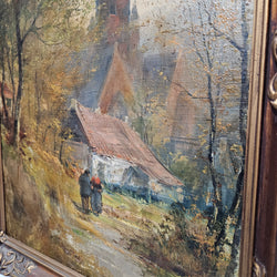 French Oil On Board Country Scene Painting | Antique & Vintage | Moonee Ponds Antiques | Australia Wide Delivery