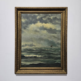 Stunning signed oil on board painting of a rough ocean scene, the painting has a gilt frame and is in great original condition. Please see photos as they form part of the description. 