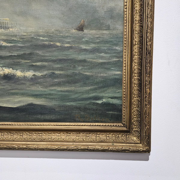 Stunning signed oil on board painting of a rough ocean scene, the painting has a gilt frame and is in great original condition. Please see photos as they form part of the description. 