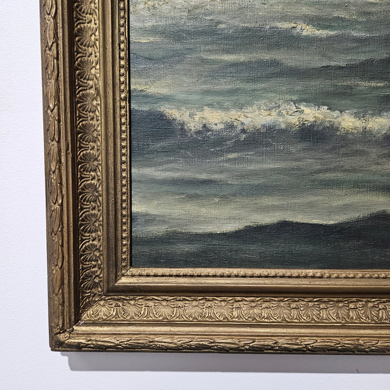 Stunning signed oil on board painting of a rough ocean scene, the painting has a gilt frame and is in great original condition. Please see photos as they form part of the description. 